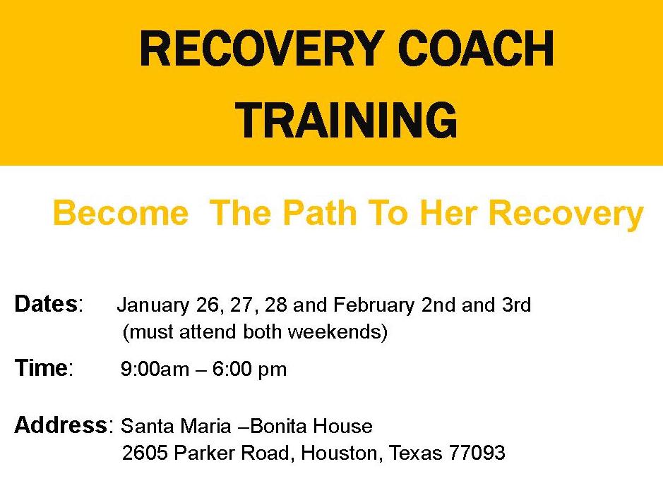 Recovery Coach Training in January 2018 - Registration is closed.